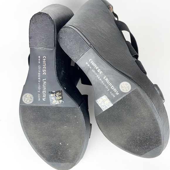 CHINESE LAUNDRY | Black Strappy Platform Wedge Heels 🖤 - Picture 6 of 7